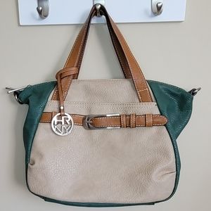 Hilary Radley Tan and Green Faux Leather Bag purse
